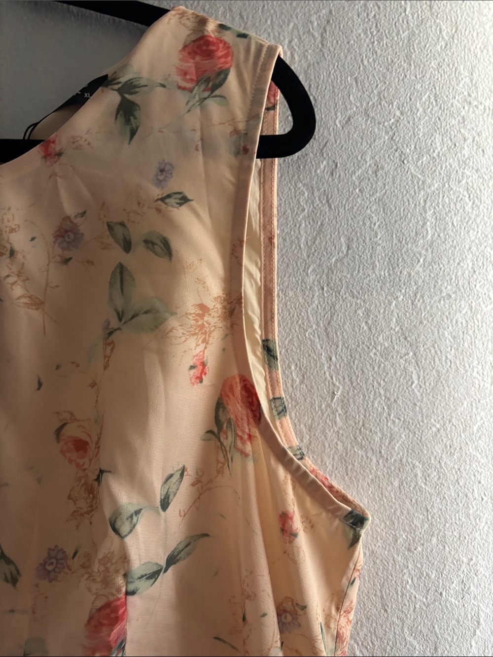 Peach Floral A-Line Dress - Picture 4 of 9